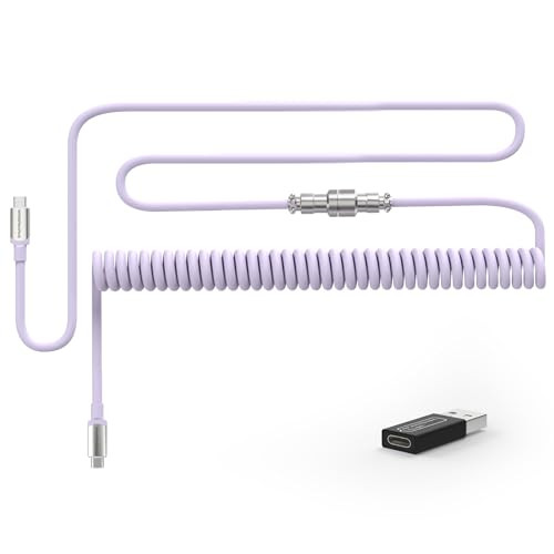 MAMBASNAKE Opgerolde USB C Kabel voor 8KHz Mechanische Toetsenborden - Paars