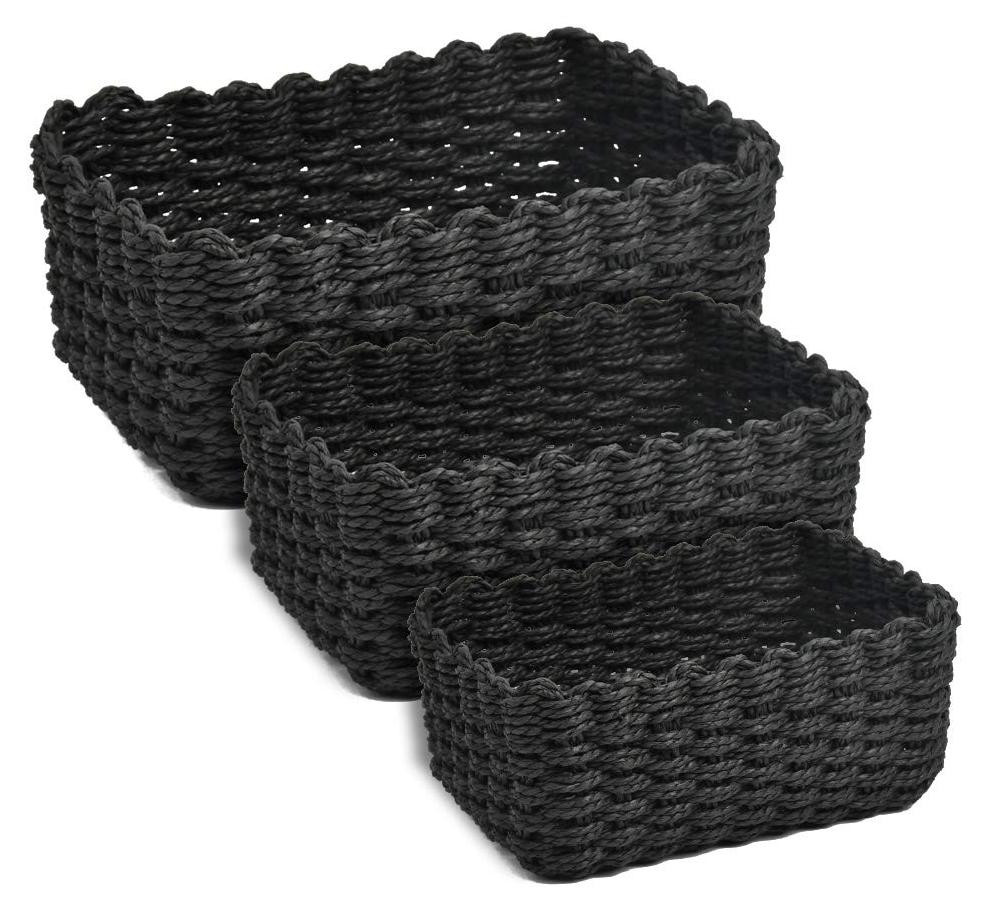 Dripio Set van 3 opbergmanden van gerecycled papier, zwart