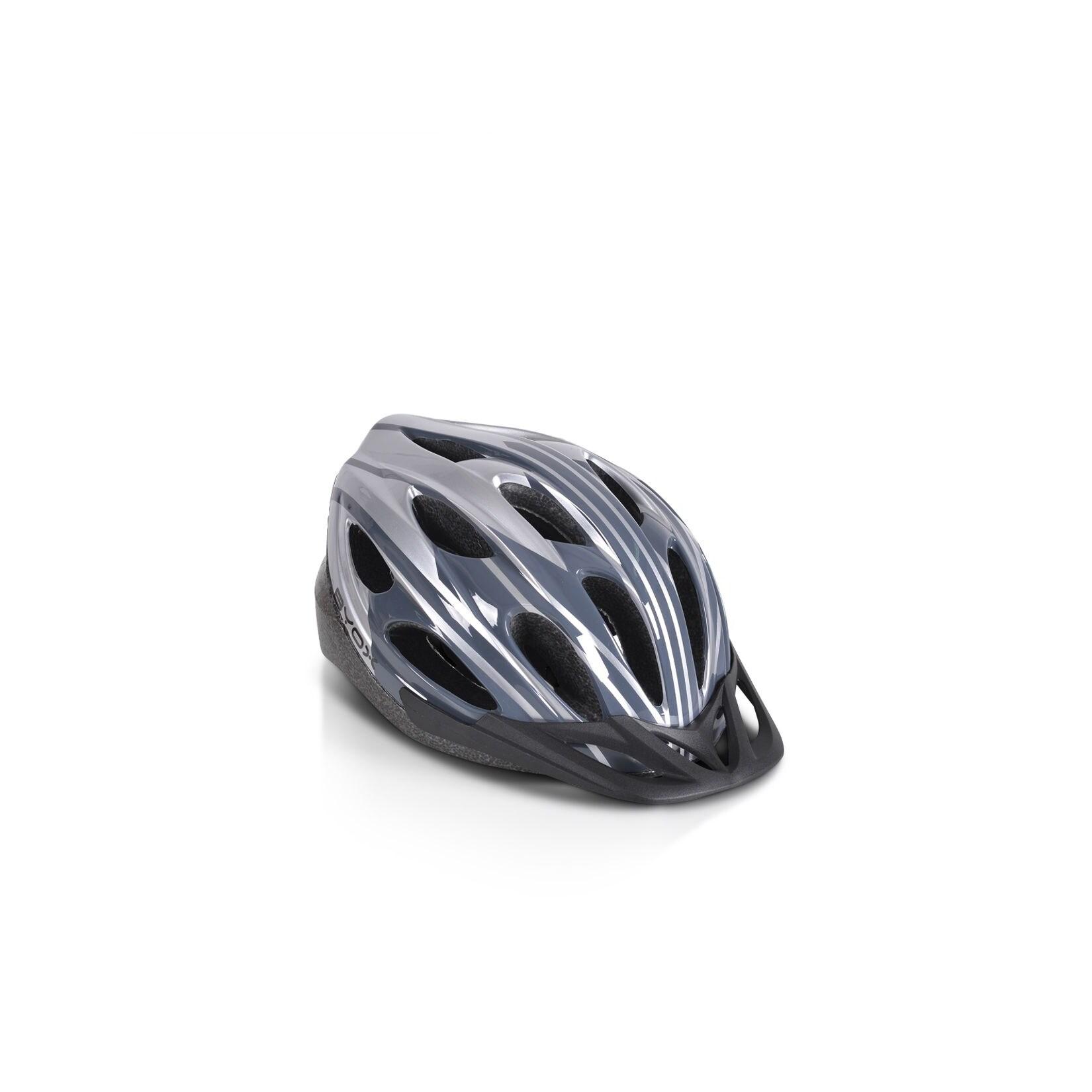 Byox Kinder Schutzhelm Y02, 17 Löcher, Größe M, einstellbar 54-58 cm, LED-Licht grau