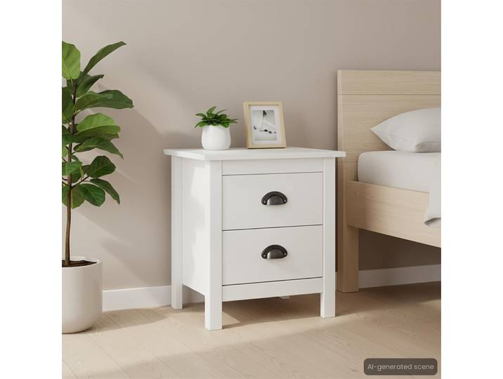 vidaXL Nachttisch Hill Weiß 46x35x49,5 cm Massivholz Kiefer