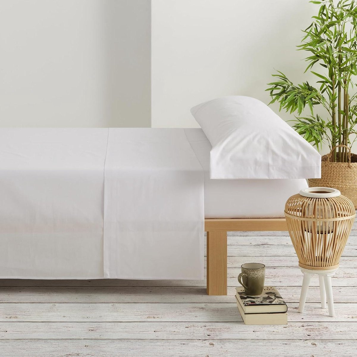 Wit beddengoedset van microvezel met laken, 90 x 190 cm