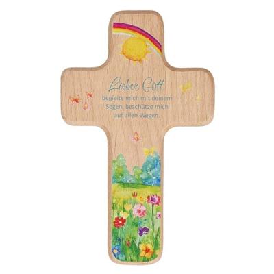 Kinderholzkreuz - Lieber Gott, begleite mich...