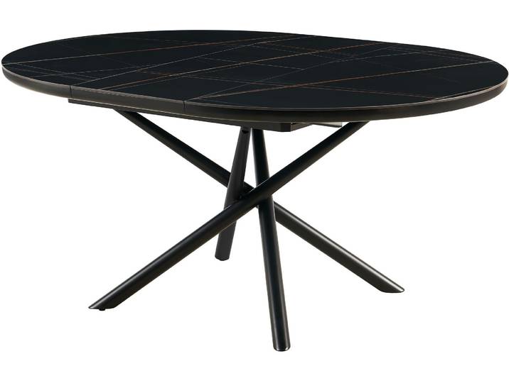 Esstisch SALESFEVER Stuttgart Esstisch für stilvolles Speisen , schwarz (schwarz, schwarz, schwarz), B:120cm H:76cm T:120cm, MDF, Metall, Keramik, Tische, Esstisch, rund, Keramik, ausziehbar auf 120 - 160 cm