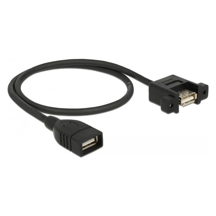 Delock USB-Kabel USB (W) bis USB (W) Paneel montierbar (0.50 m, USB 2.0) (85459)
