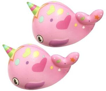 Inspired Deals 2PCS Whale Squishy Slow Rising Stress Relief Toy Soft PU Sensory Fidget Set pink