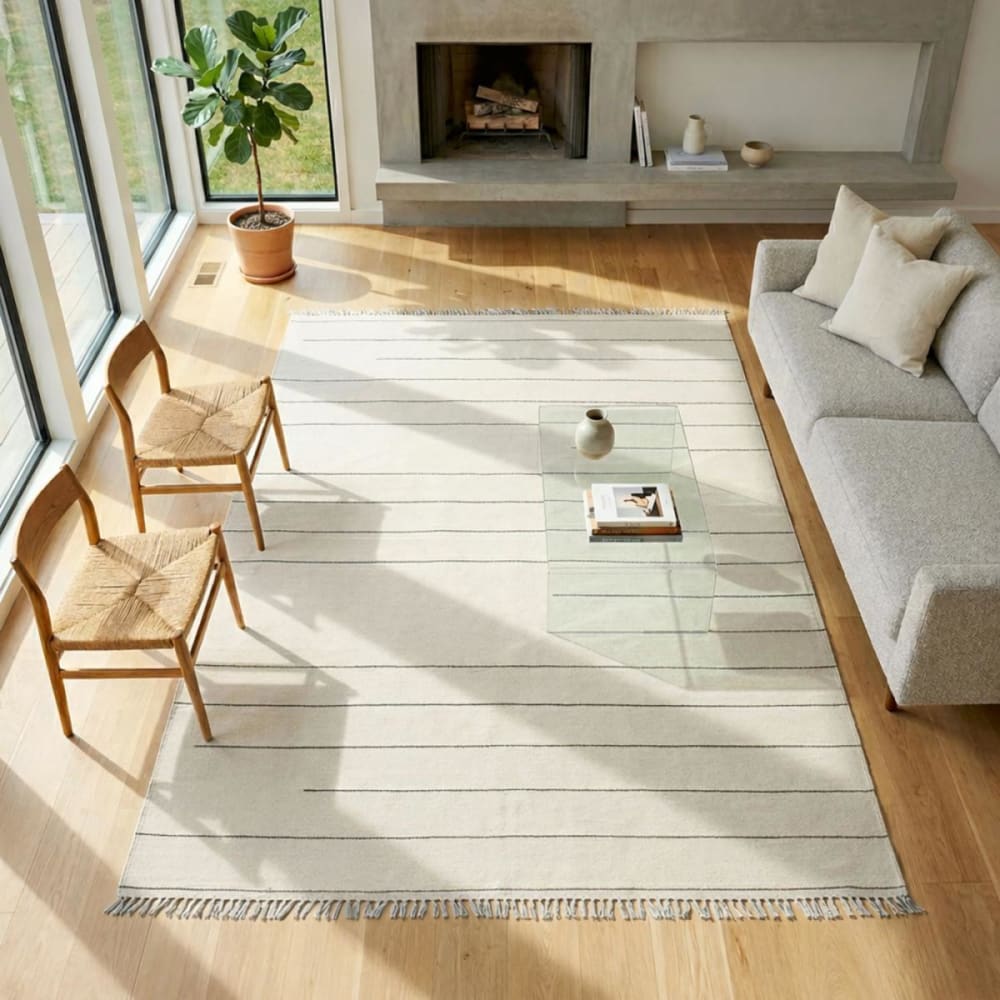 Un amour de tapis Très grand tapis salon, kilim tissé main en laine, beige 300x400 Beige 400x1x300cm