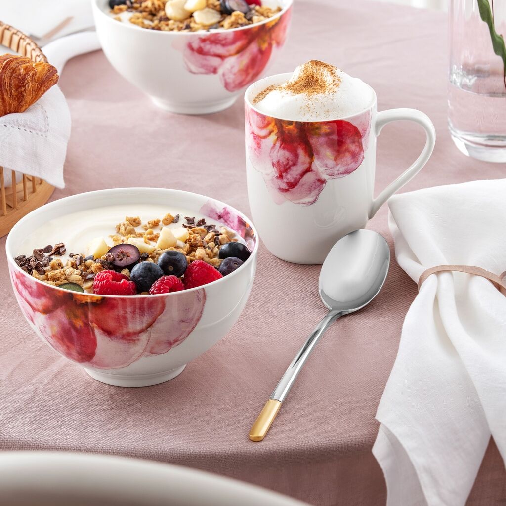 Esslöffel VILLEROY & BOCH "Tafellöffel Ella teilvergoldet 211 mm 6er Set silber-gold", bunt (silber, gold), B:5cm L:22cm, Esslöffel, Spülmaschinenfest