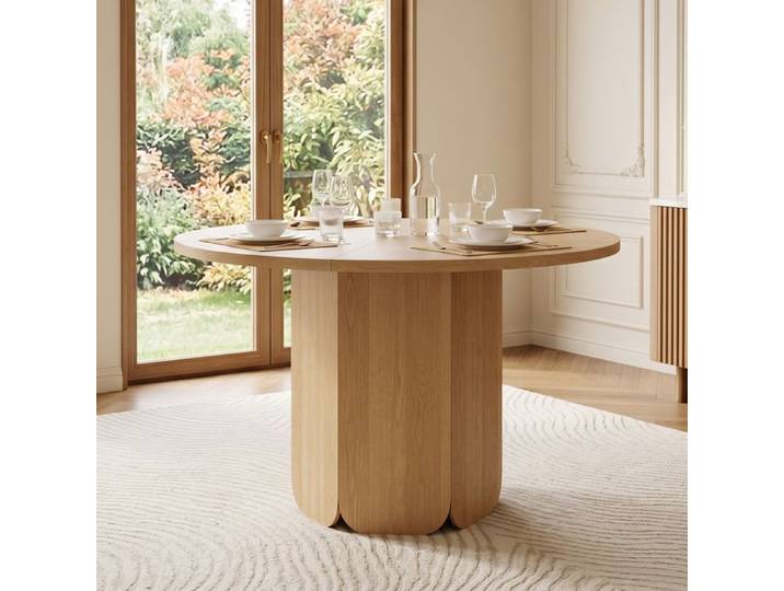 Table repas - Table moderne - MDF - surface anti-rayures - 120 x 120 x 75 cm - Chene