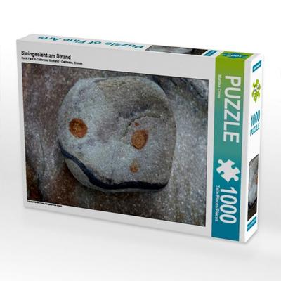 CALVENDO Puzzle Steingesicht am Strand | 1000 Teile Lege-Größe 64x48cm Foto-Puzzle für glückliche Stunden