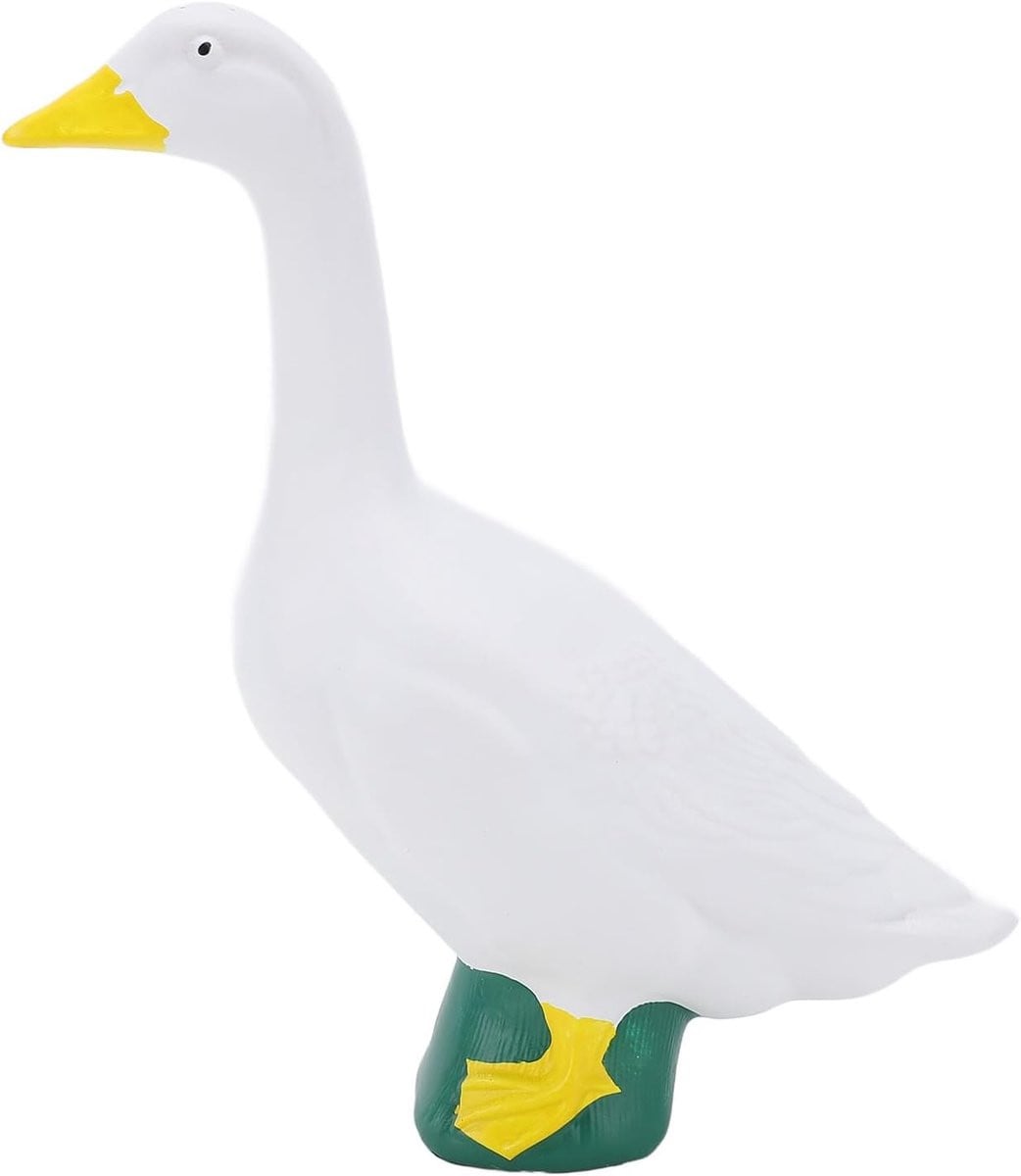 Wit Ganzenbeeld Tuindecoratie van Hars - 18 cm