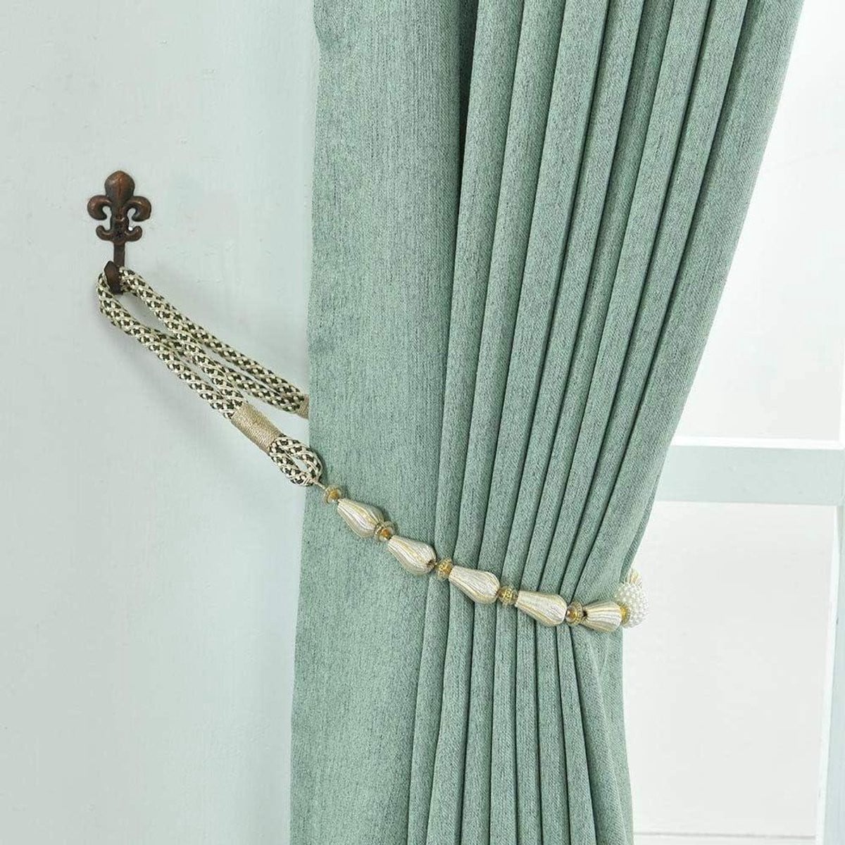 Zilveren Gordijn Tiebacks met Gesp - 88 cm