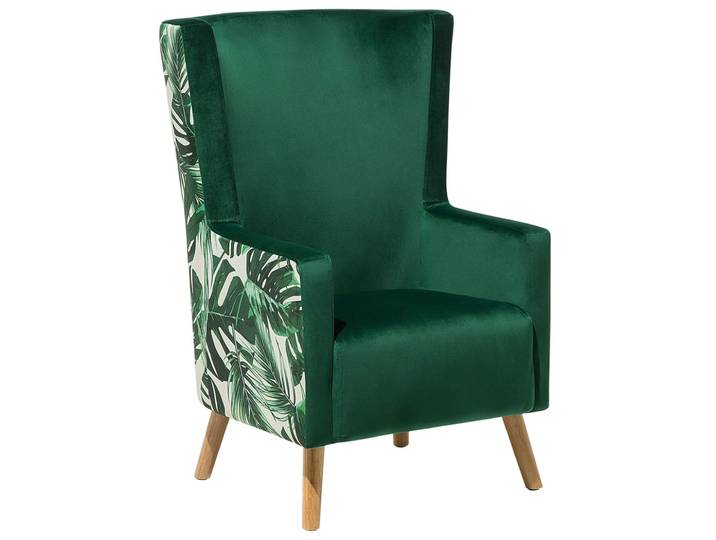 Fauteuil à oreilles velours vert foncé