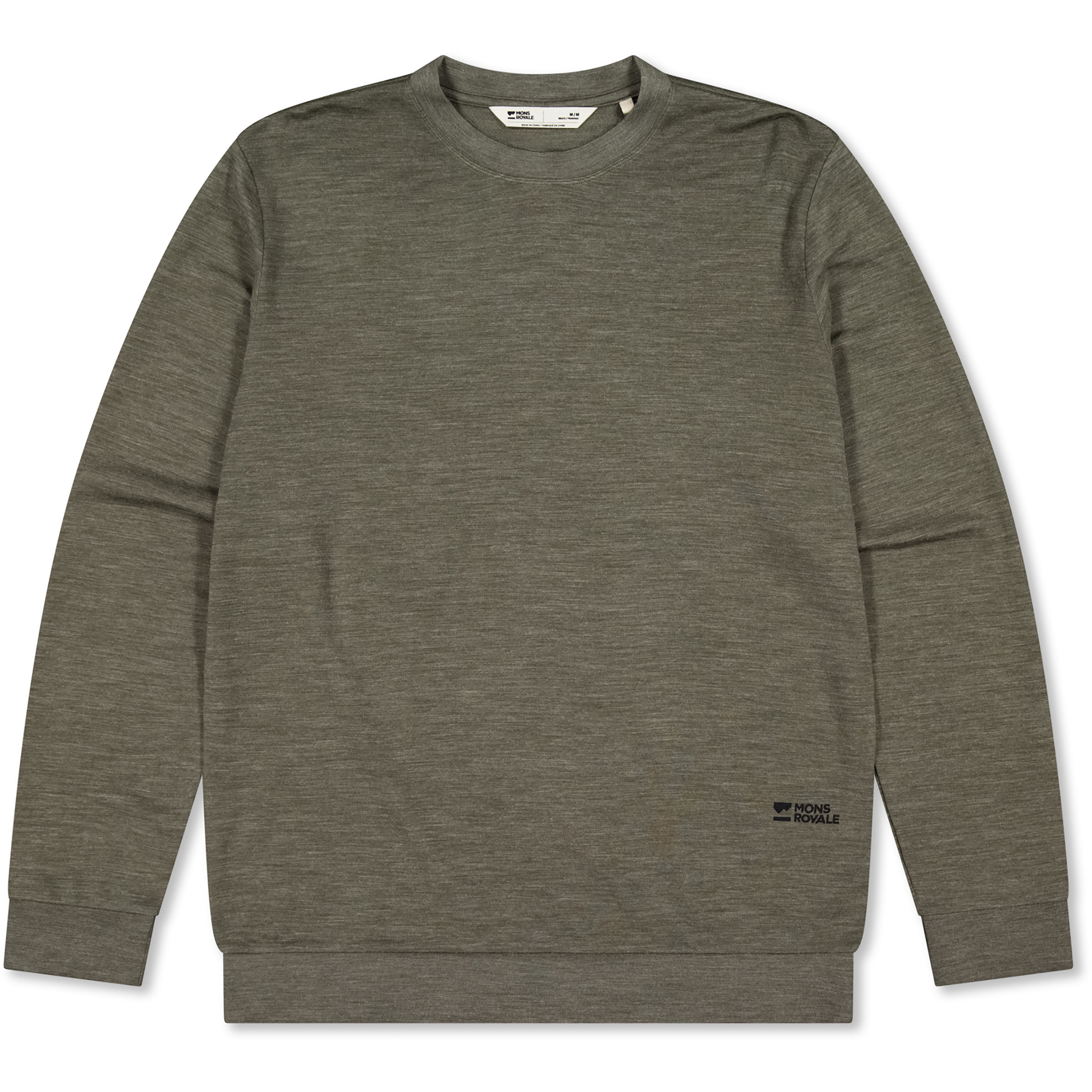 Mons Royale Horizon Merino Crew Herren Pullover oliv Größe L Trekking Schnell trocknend Merinowolle | Lyocell (Tencel)