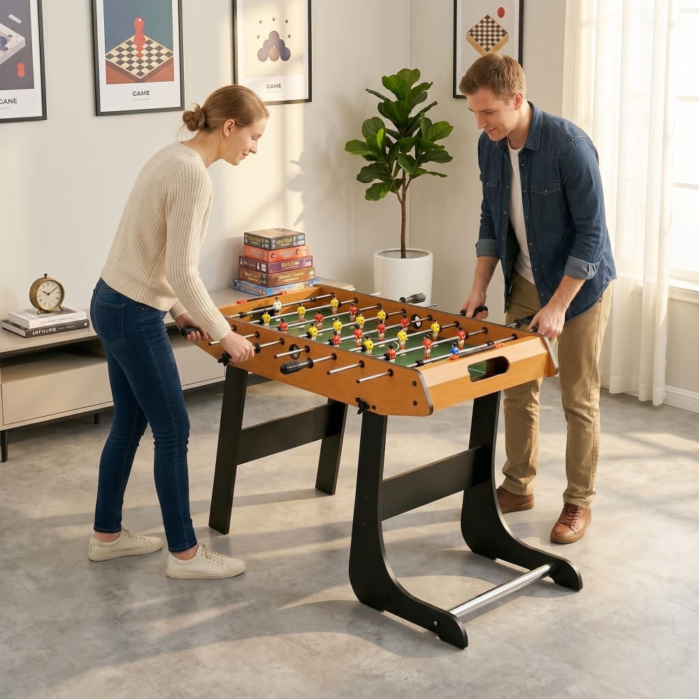 Homcom Baby-foot table pliable mdf imitation bois noir Multicolore 98x62x42cm