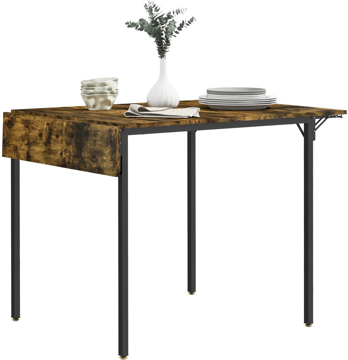 Homcom Opklapbare eettafel van MDF in Marron, B: 120 cm, D: 79 cm, H: 79 cm