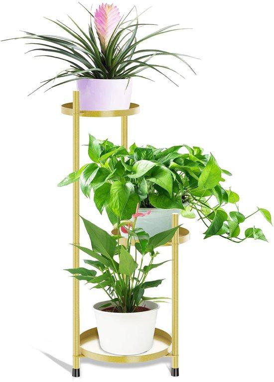 Benza Ibenzoa metalen plantenstandaard, 3-laags, mat zwart