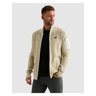 Cardigan PME LEGEND, Herren, Gr. 3XL, beige (bone weiß), Strick, Obermaterial: 100% Baumwolle, unifarben, regular fit hüftlang, Rundhals, Rippstrickbündchen, Strickjacken, mit markanter Struktur, Baumwolle, Regular Fit
