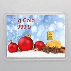 Goldbarren 1g "Frohes Fest" (Flip)