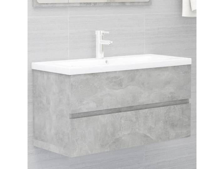 Meubles-lavabos de salle de bains JAR Armoire d'évier avec lavabo intégré Gris béton FR3585