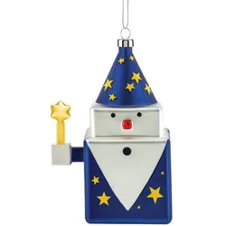 Weihnachtsanhänger Zauberer Cubomago Alessi blau mehrfarbig, Designer Massimo Giacon, Marcello Jori, 7x10.4x6 cm