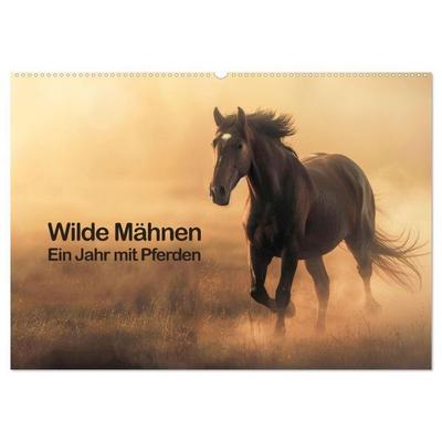 Wilde Mähnen: Ein Jahr mit Pferden (Wandkalender 2027 DIN A2 quer), CALVENDO Monatskalender