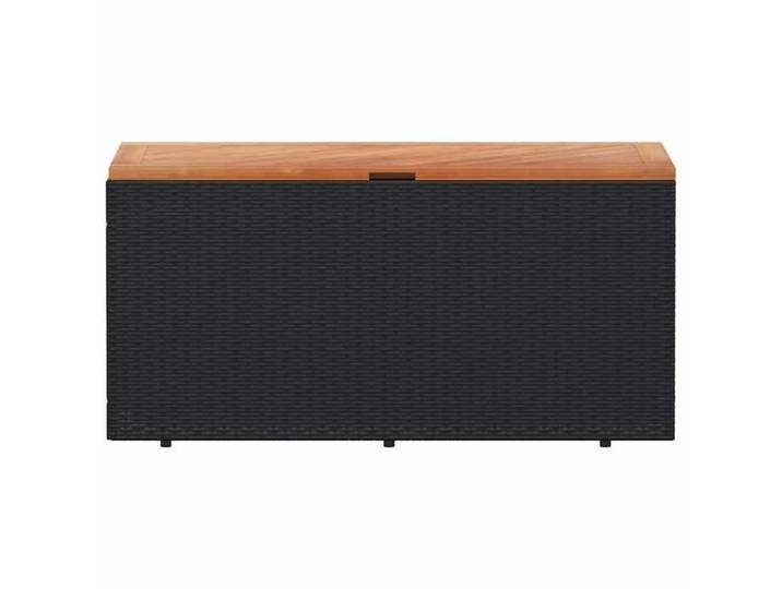 Moderne Boîte de rangement de jardin - grande espace - noir résine tressée bois d'acacia - pour terrasse gbf925703