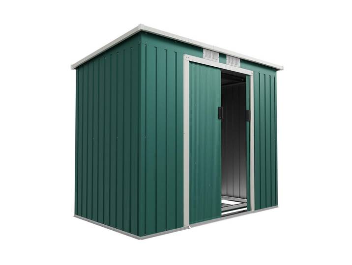 Juskys Geräteschuppen M Dunkelgrün, Grün, Metall, 218x174x132 cm, Gartenzubehör, Geräteschuppen