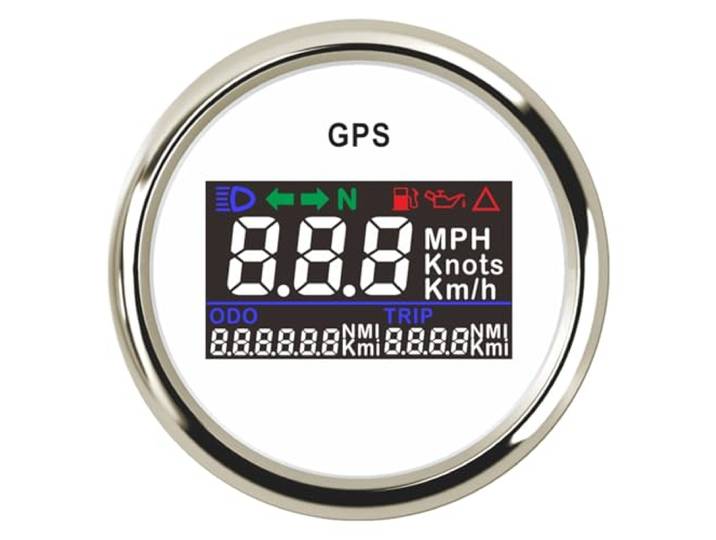 Marine 52 mm digitaler GPS-Tachometer KNOTS MPH KM/H einstellbar mit GPS-Antenne und Alarmanzeigeleuchte for Van Truck Bootsyacht(WS)
