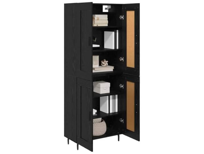 KTHLBRH Sideboard 2 Stück Eiche Schwarz Holz Mehrschichtig 180 cm Modernes Sideboard mit Türen, 2 Scharniertüren, Eisengriffe, großer Stauraum, rechteckiges Design