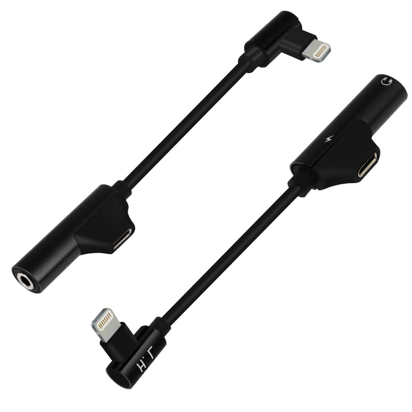 Avizar gebogen Lightning naar 3,5 mm audioadapter, zwart