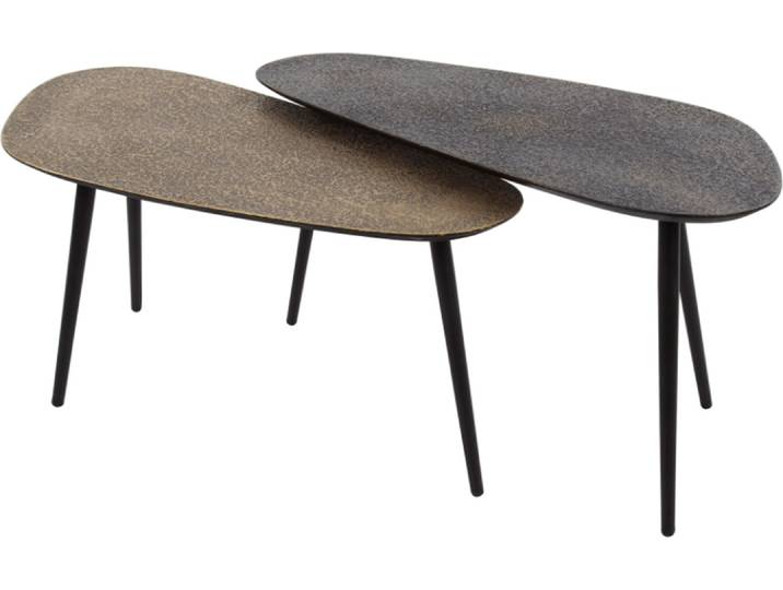 KAWOLA Couchtisch LAUCA Set 2-tlg. Metall schwarz / bronze nierenförmig