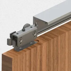 Schiebetürbeschlag,mit Laufschiene, 2000mm, Klarglas (ESG),silberfarbig