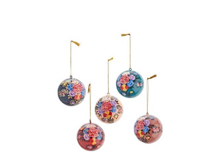 Madam Stoltz kerstballen papier papier-maché (set van 5) (ø cm)