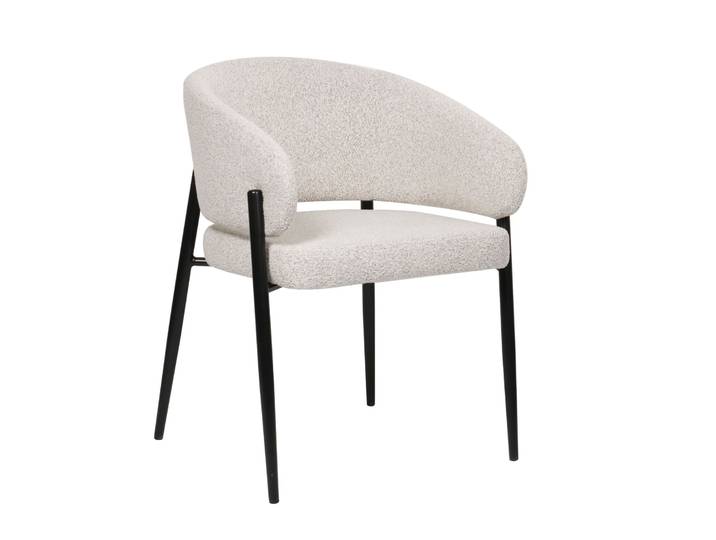 Gepolsterter Resilly-Stuhl aus Bouclé-Stoff in Grau-Beige /