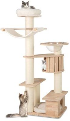 Costway 69 Inches Tall Cat Tree with Cozy Top Perch and Washable Plush Cushions