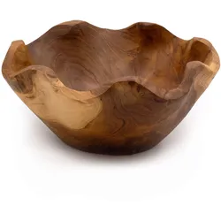 Medium Smooth Teakwood Fruit Bowl - 21x9cm