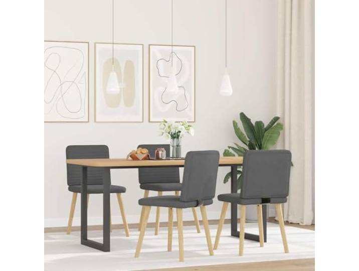POUFGDR Esszimmerstühle, dunkelgrau, aus Stoff, 4 Stück 4 Stück, dunkelgrau, weicher Polyesterstoff, Metall- und Holzrahmen, dicker Schaumstoff, Esszimmer, Wohnzimmer