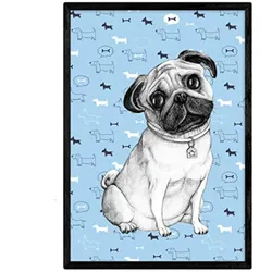 POSTER Pug Azul A4 Rahmenlos