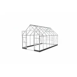 Halls Gewächshaus Icon 8 - 8,1 m2 / 9,7 m2 / 11,2 m2 2,54 x 4,41 m - 11,2 m2 (Gr. 3) 3 mm Sicherheitsglas alu-natur