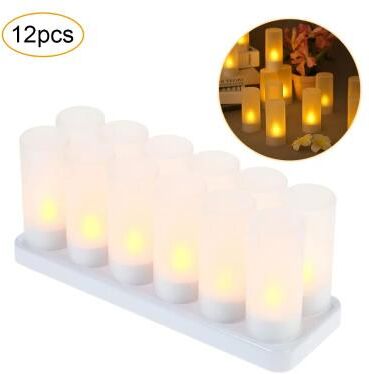 Inspired Living USB Rechargeable Flameless Tea Lights LED Candle Set 6 Or 12 Pack For Wedding And Home Decor 12pcs Us Plug