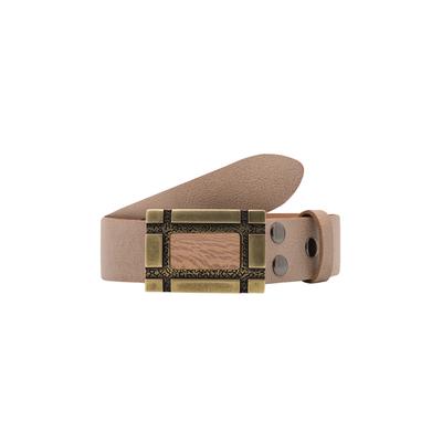 Ledergürtel RETTUNGSRING GÜRTEL "»Gump Sand«, mit austauschbarer Schließe »Bronze Mit Holz«", Damen, Gr. 105, beige (sand), Rindsleder, Gürtel Ledergürtel