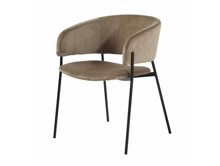Stuhl mit Armlehne für die Nutzung, Samtbezug beige-cappuccinobraun