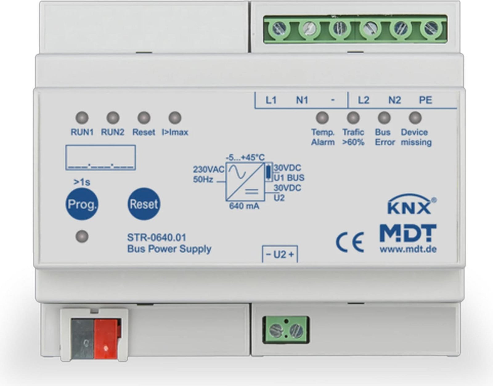 MDT KNX voeding met redundante functie en diagnose, 640 mA
