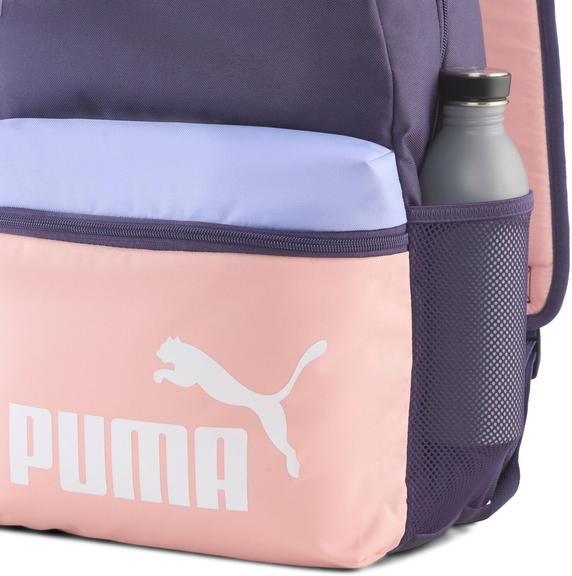 Rucksack PUMA "PHASE COLOR BLOCK BACKPACK", deep plum, rosy outlook, Rucksäcke, Netz, Polyester, Rucksack, für sportliche Aktivitäten und Alltag, mit geräumigem Hauptfach deep plum, rosy outlook Einheitsgröße