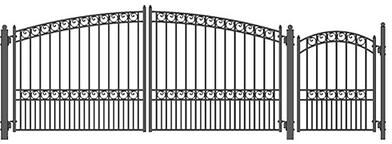 ALEKO Steel Dual Paris Style Driveway 14 ft with Pedestrian Gate - 14 ft x 6 ft / 5 ft x 4 ft