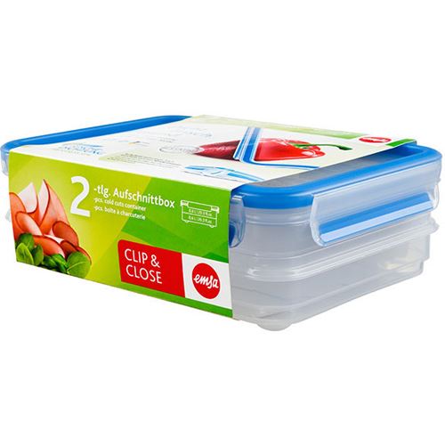 emsa Aufschnittbox CLIP & CLOSE, 2 x 0,6 Liter, transparent