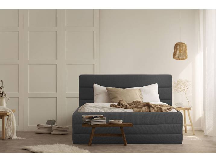 Polsterbett, Strukturstoff, Anthrazit, 173×234 cm, Modern, OTTO Products