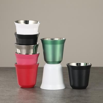 Uplifted Trends Capsule Stainless Steel Coffee Cup Double Wall Portable Water Cup white