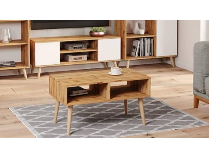 Dmora - Wohnzimmertisch Sopot, Niedriger Wohnzimmertisch, Kaffeeregal, Couchtisch für Sofa, 55x90 h55 cm, Braun