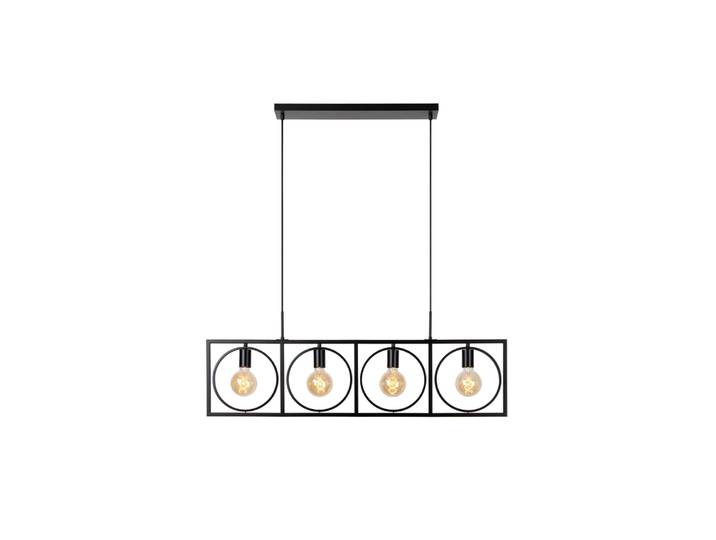 Suspension métal 4 lumières noire